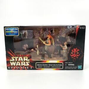 VTG 1999 Star Wars NIB Episode 1 Mos Espa Encounter Action Figures Jar Jar NOS